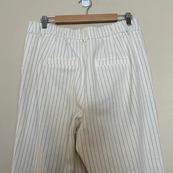 Jason Wu Ivory Pin-Striped Wide Leg Trouser Pants Womens Size 12 Resort Cotton - Picture 7 of 9